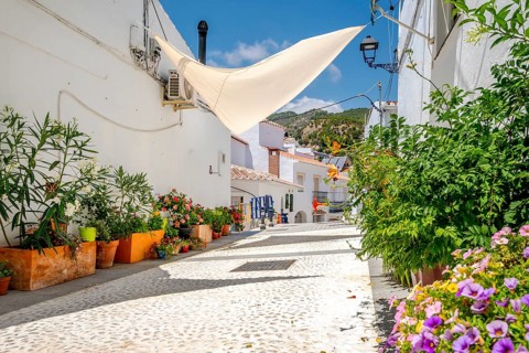 Picturesque town of Frigiliana located in mountainous region of Malaga