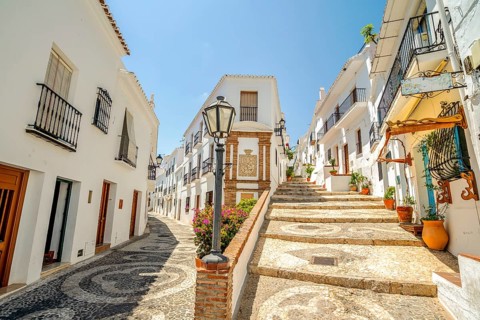 Picturesque town of Frigiliana located in mountainous region of Malaga