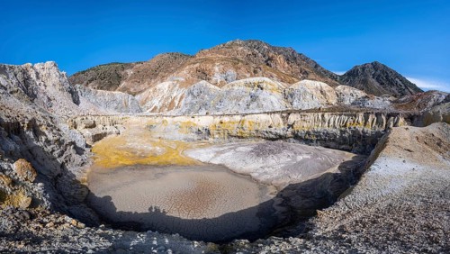 Caldera volcano with pumice fields
