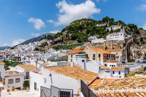 Picturesque town of Frigiliana located in mountainous region of Malaga