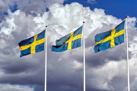 Three Swedish flags