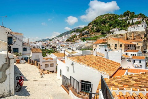 Picturesque town of Frigiliana located in mountainous region of Malaga