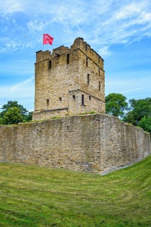 Ruin of partially reconstructed former moated castle Altendorf from the Middle Ages