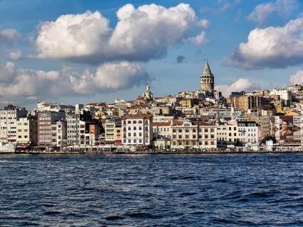 View across the Bosphorus to the Karakoey district with Galata Tower
