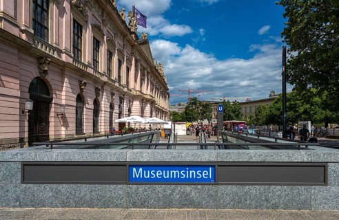 The entrance to the new Museum Island underground station at the German Historical Museum