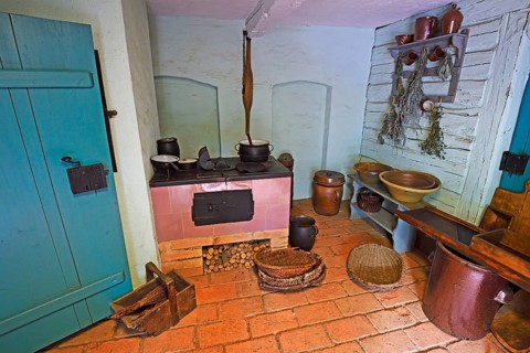 Kitchen from the 19th century in the Open Air Museum Lehde