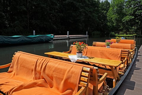 Typical Spreewald barge in the harbour of Schlepzig