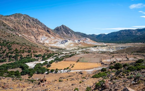 Caldera volcano with pumice fields