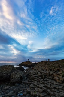 Coast with basalt columns in the evening