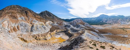 Caldera volcano with pumice fields