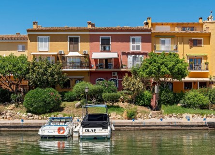 Yachts and colorful houses