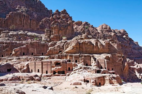 Tomb facades in Bas al-Siq
