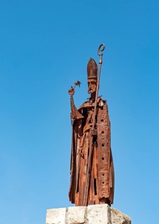 Statue of St. Gregory (San Gregorio) outside Town Hall of El Castell de Guadalest