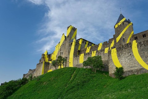 La Cite Castle with illustration by artist Felice Varini