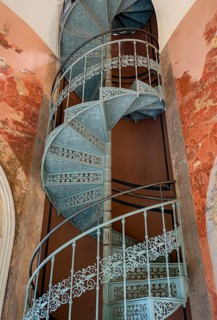 Historic spiral staircase to the upper floor of the Belvedere on the Pfingstberg in Potsdam