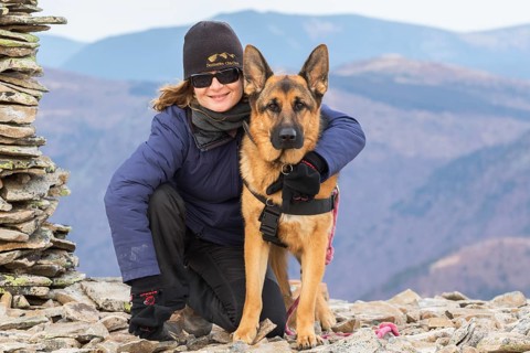 Woman and German Shepherd Mira