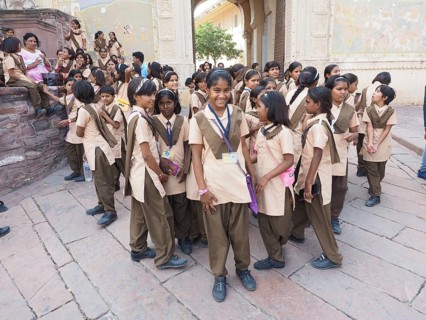 Group of happy school children
