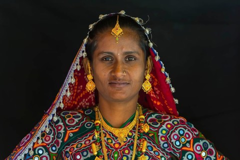Ahir woman in traditional colorful cloth