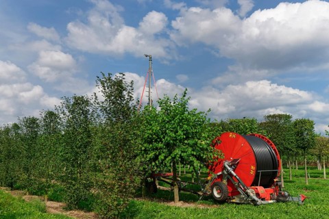 Hose cart in tree nursery