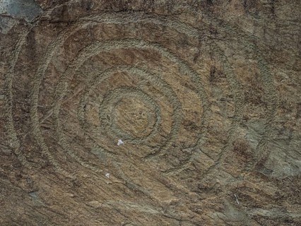 Rock engraving on Neolithic passage grave