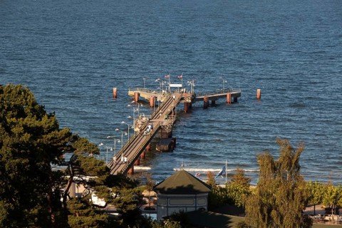 Sea bridge of the Baltic seaside resort Goehren