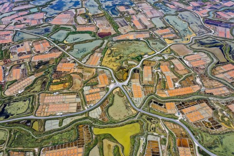 Aerial view of the salt marshes
