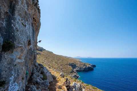 Climbing on a rock face