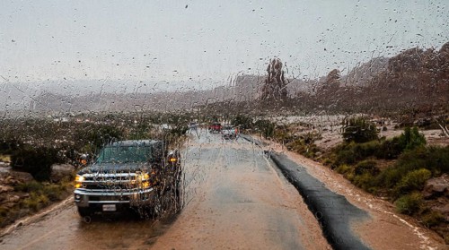 Raindrops on a car window