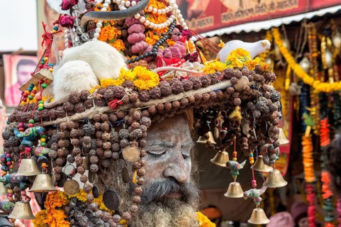 Sadhu covered with white ashes