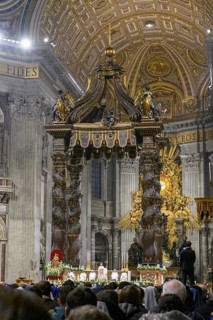 Pope preaches to faithful Christians during Saint Mass in St. Peter's Basilica