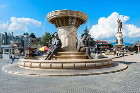 Fountain of Olympias Monument and Statue of Philip II of Macedonia
