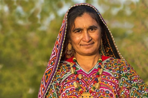Ahir woman in traditional colorful cloth