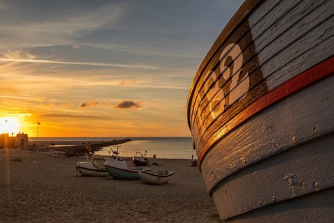 Fishing boat in sunset