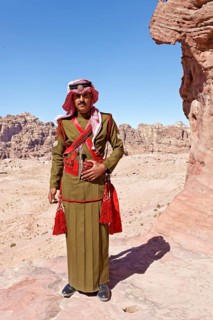 Officer of the Royal Bedouin Police in traditional uniform with frock coat