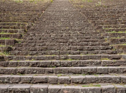 Stone staircase in the Thingstaette on the Heiligenberg