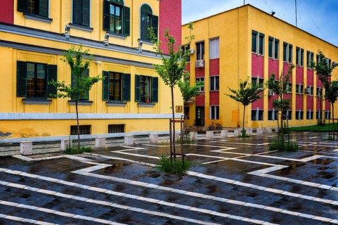 Colorful houses near Skanderberg Square