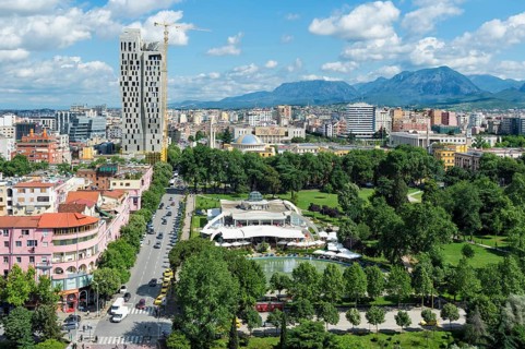 View over the city center of Tirana