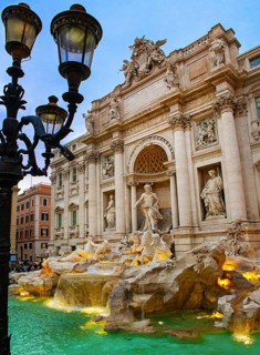 Light installation at Trevi Fountain