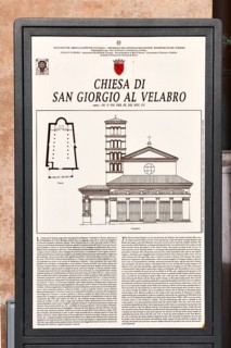 Tourist information board on the Church of San Giorgio al Velabro