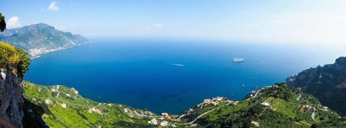 View from the Terrazza dell'Infinito of Villa Cimbrone on the Gulf of Salerno