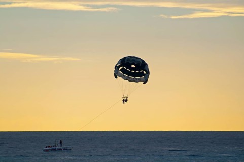 Paragliding in the sunset