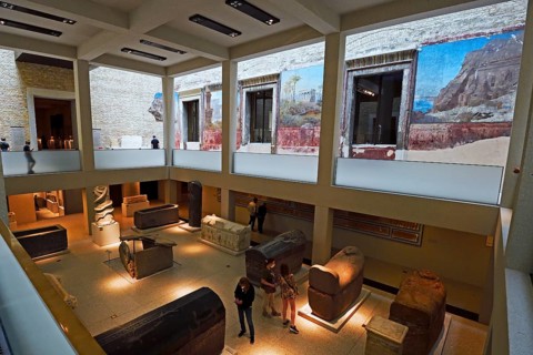 Statues and Sarcophagi in the Egyptian Courtyard