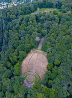 Thing site and rear St. Michael's monastery ruins on the Heiligenberg