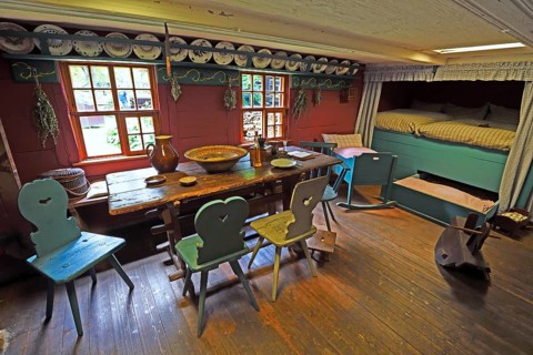 Living room from the 19th century in the Open Air Museum Lehde