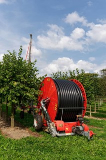 Hose cart in tree nursery