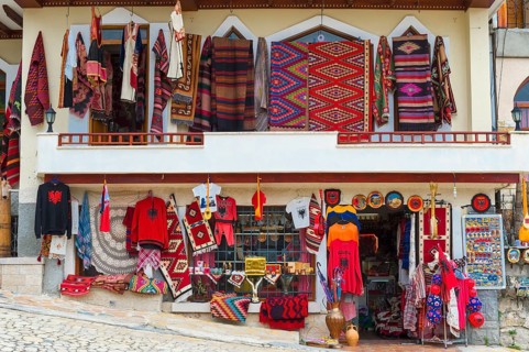 Ottoman bazaar and wooden houses