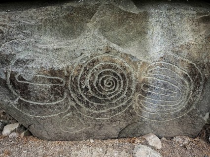 Rock engraving on Neolithic passage grave
