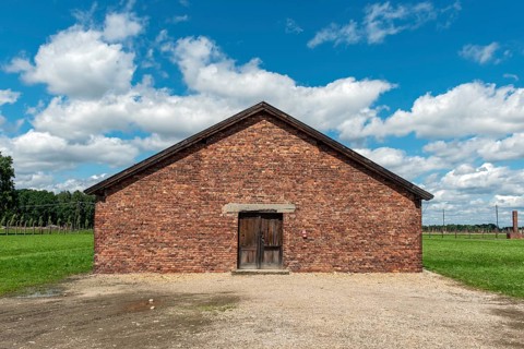 Red-brick building at Auschwitz II-Birkenau concentration camp