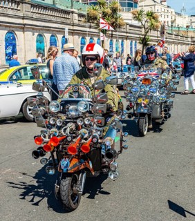 Rider on custom scooter