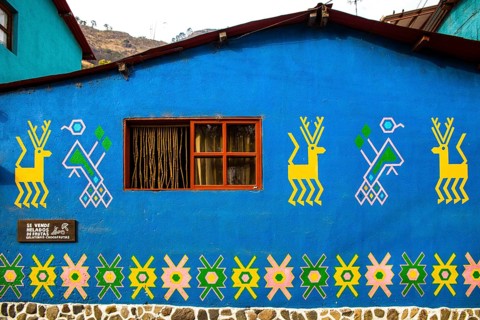 Houses painted with traditional Mayan patterns